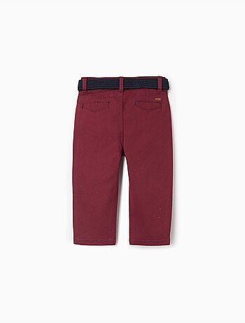 Pantalon chino slim en sergé avec ceinture