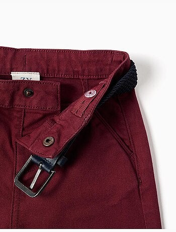Pantalon chino slim en sergé avec ceinture