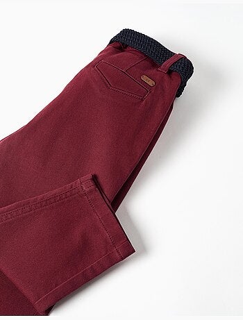 Pantalon chino slim en sergé avec ceinture