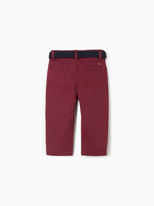 Pantalon chino slim en sergé avec ceinture - Kiabi