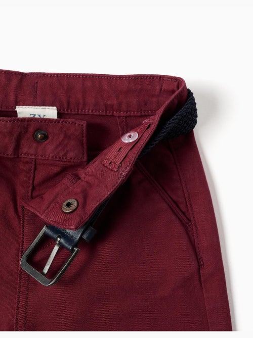 Pantalon chino slim en sergé avec ceinture - Kiabi