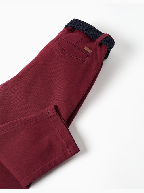 Pantalon chino slim en sergé avec ceinture - Kiabi
