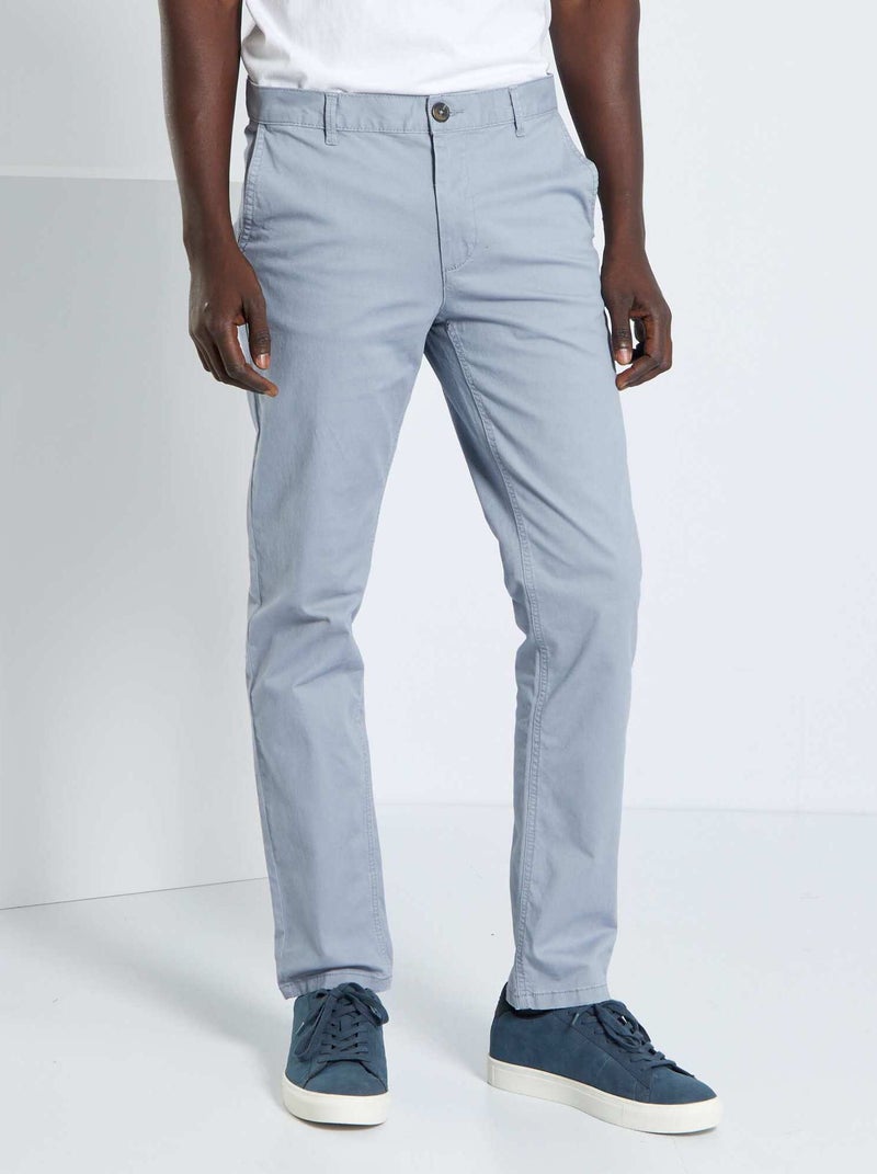 Pantalon chino slim Gris bleu - Kiabi
