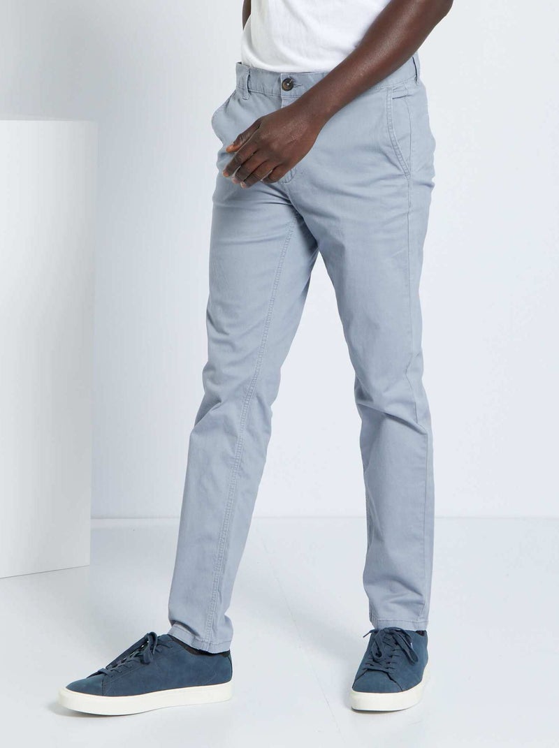 Pantalon chino slim Gris bleu - Kiabi
