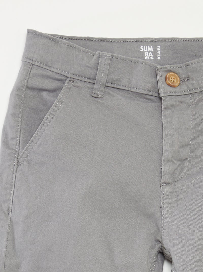 Pantalon chino slim GRIS - Kiabi