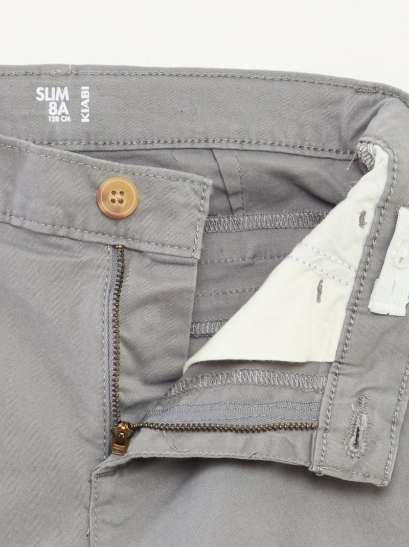 Pantalon chino slim GRIS - Kiabi
