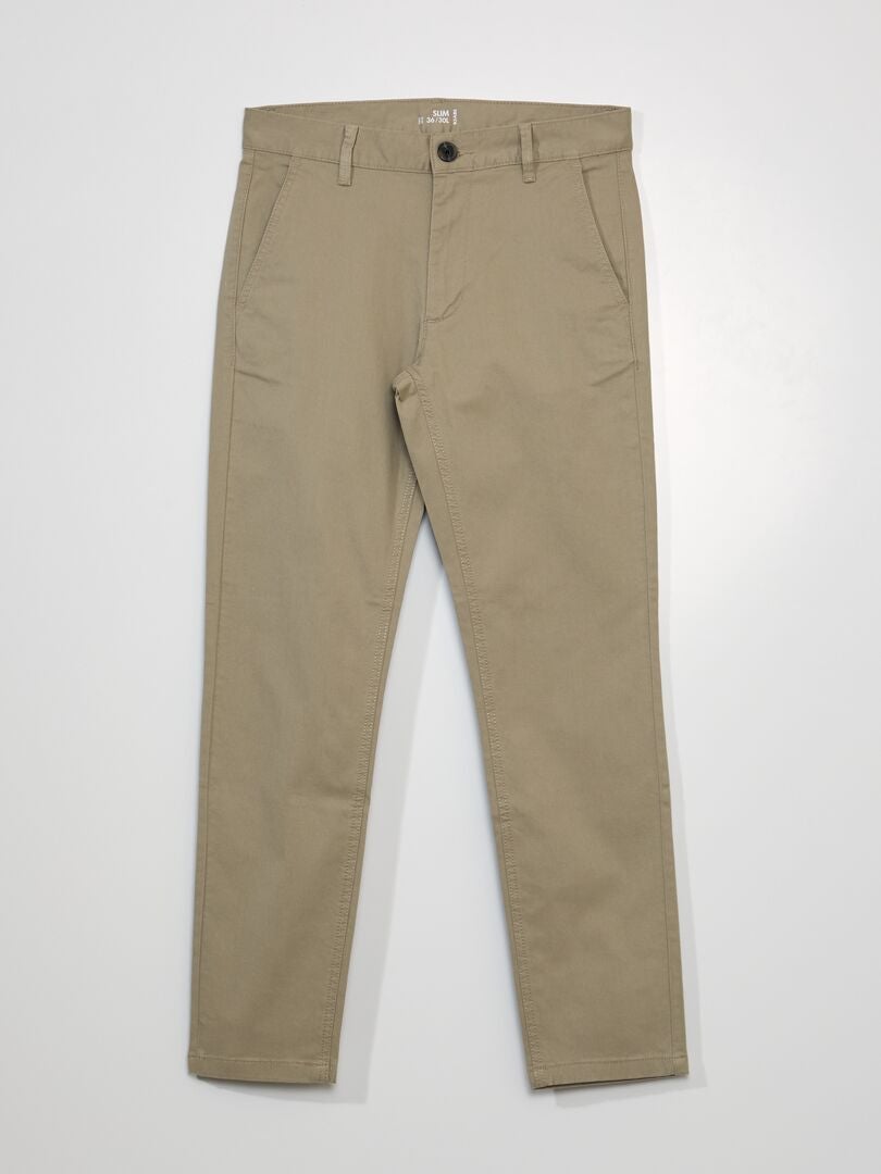 Pantalon chino slim L30 Beige - Kiabi