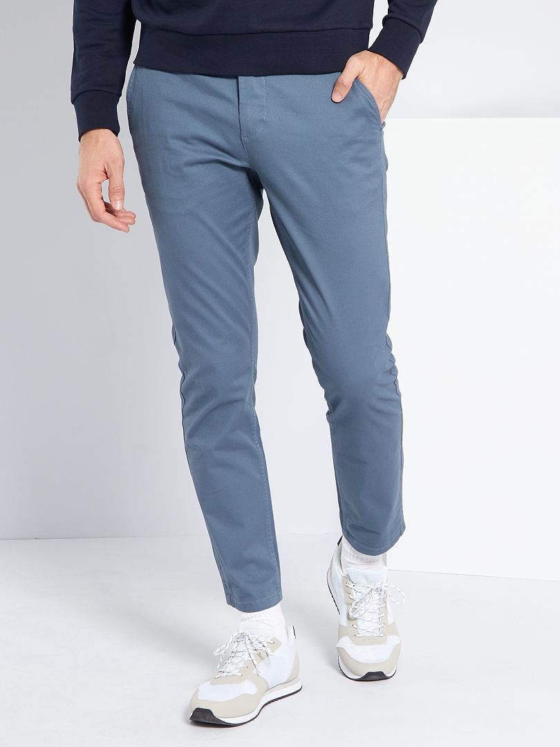 Pantalon chino slim L30 bleu - Kiabi