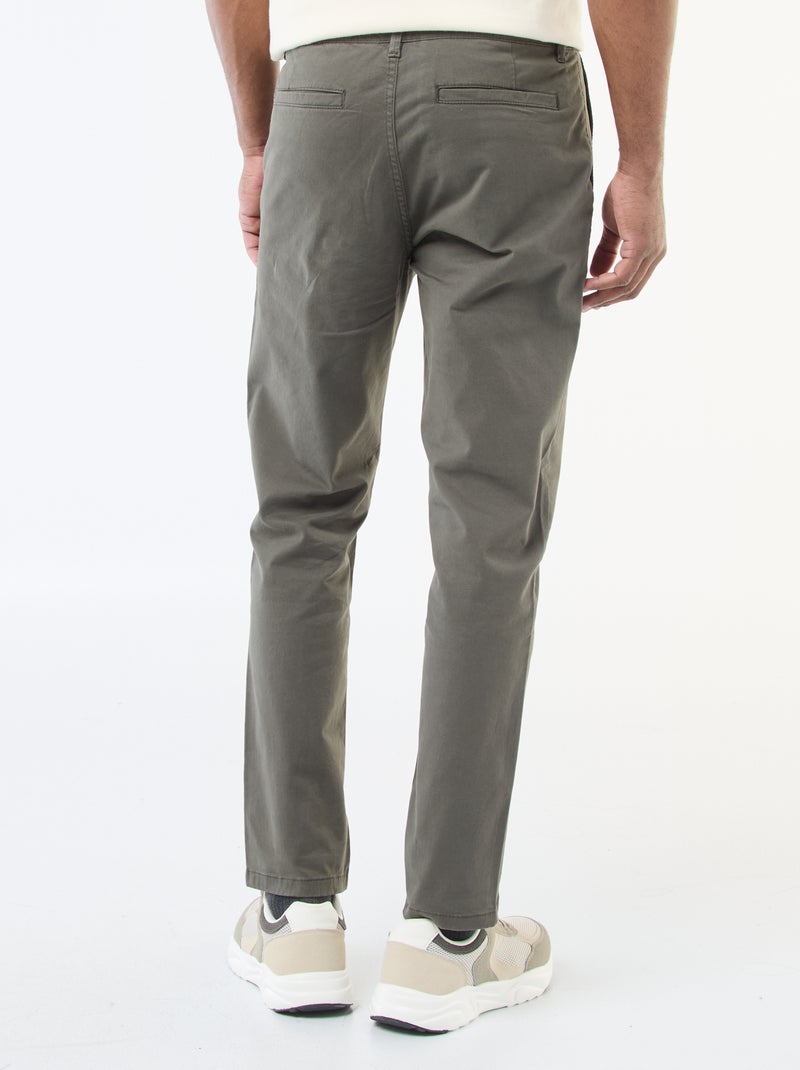 Pantalon chino slim L30 Kaki - Kiabi