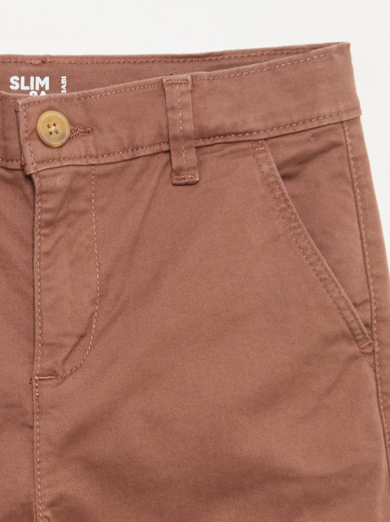 Pantalon chino slim Marron - Kiabi