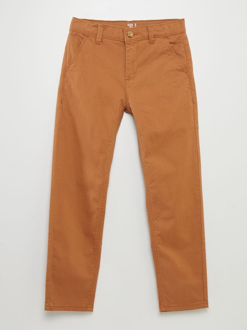 Pantalon chino slim Marron - Kiabi