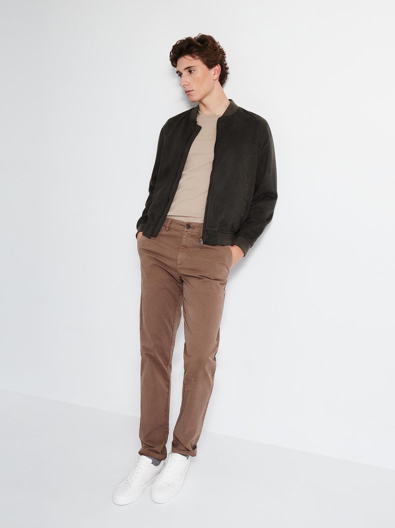 Pantalon chino slim Marron - Kiabi
