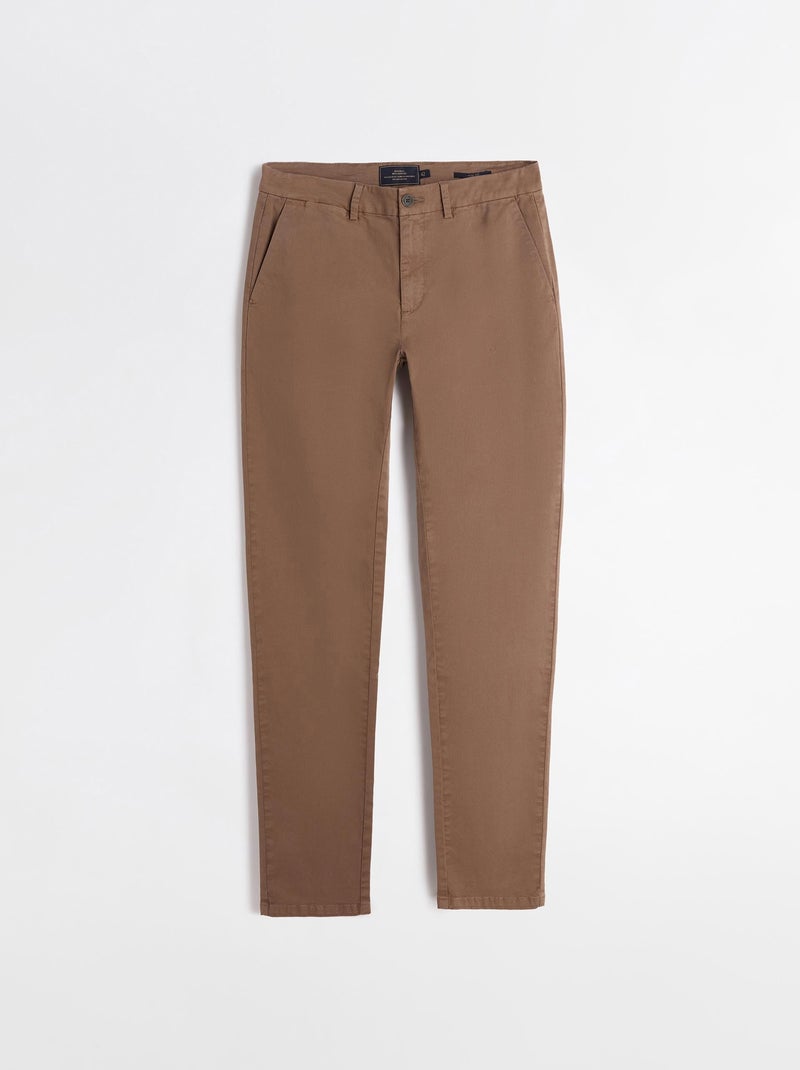 Pantalon chino slim Marron - Kiabi