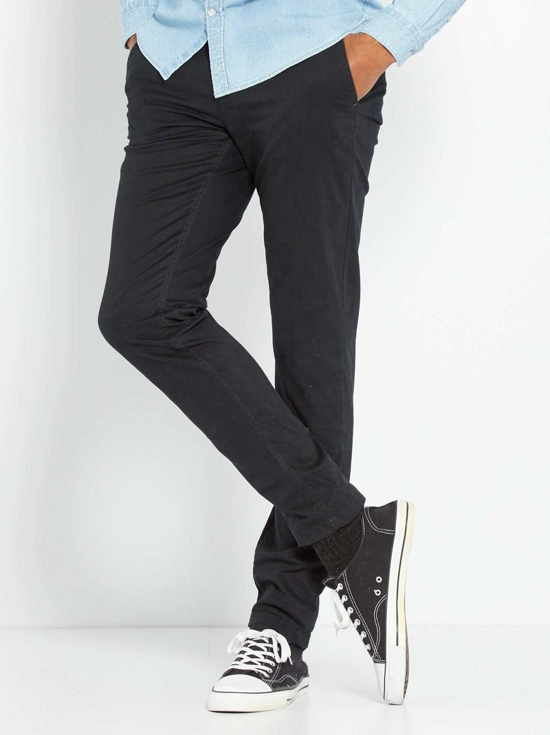 Pantalon chino slim Noir - Kiabi