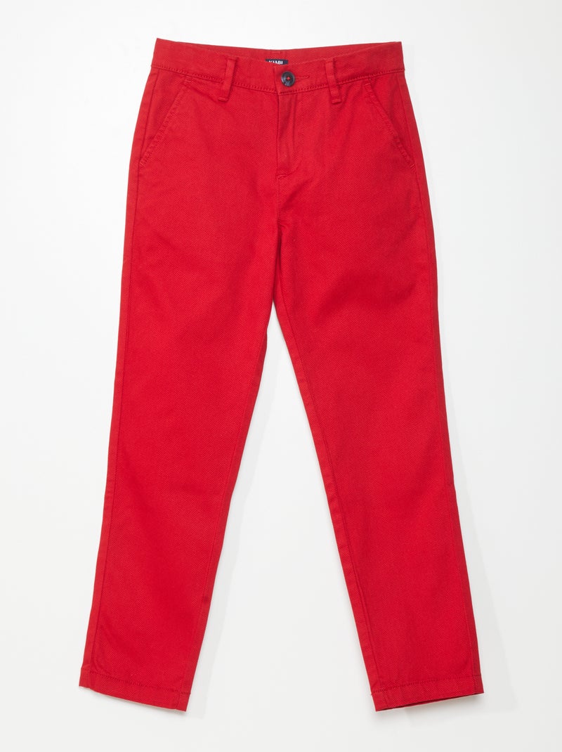 Pantalon chino slim Rouge - Kiabi