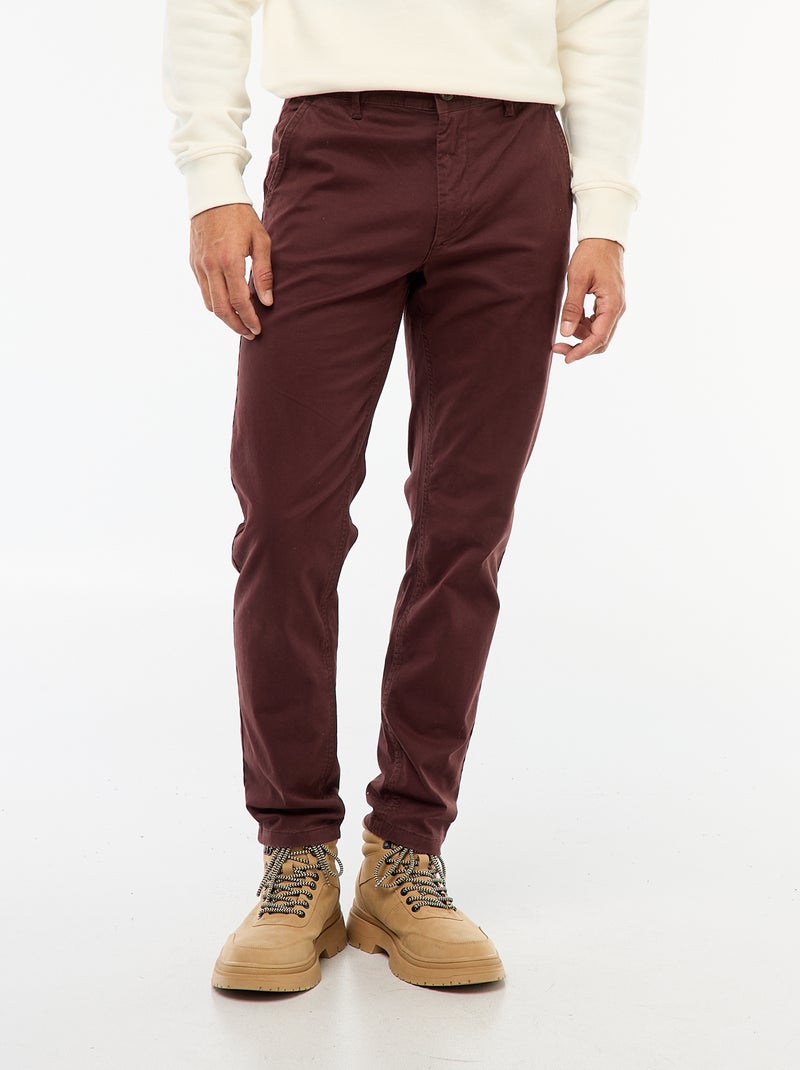 Pantalon chino slim Rouge - Kiabi