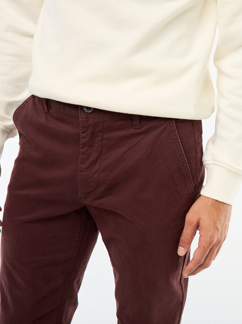Pantalon chino slim Rouge - Kiabi