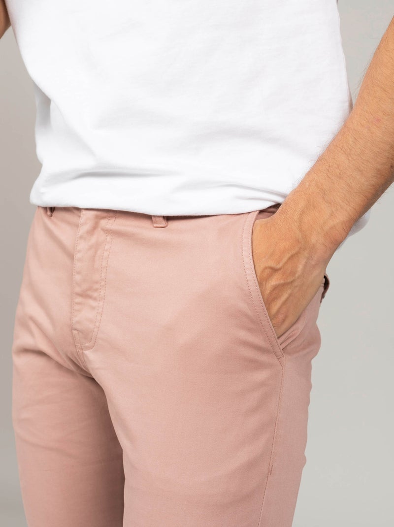 Pantalon chino slim uni 'Deeluxe' Vieux rose - Kiabi