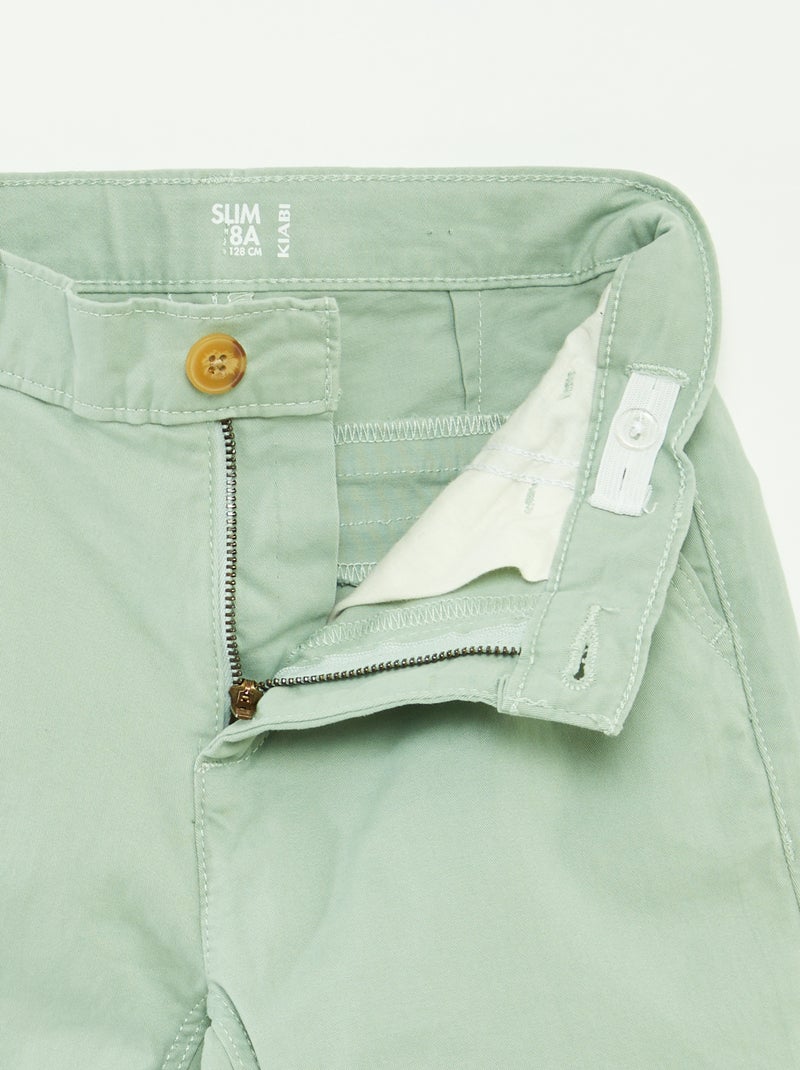 Pantalon chino slim VERT - Kiabi