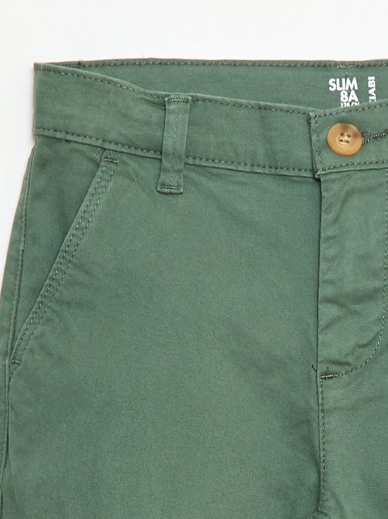 Pantalon chino slim Vert - Kiabi