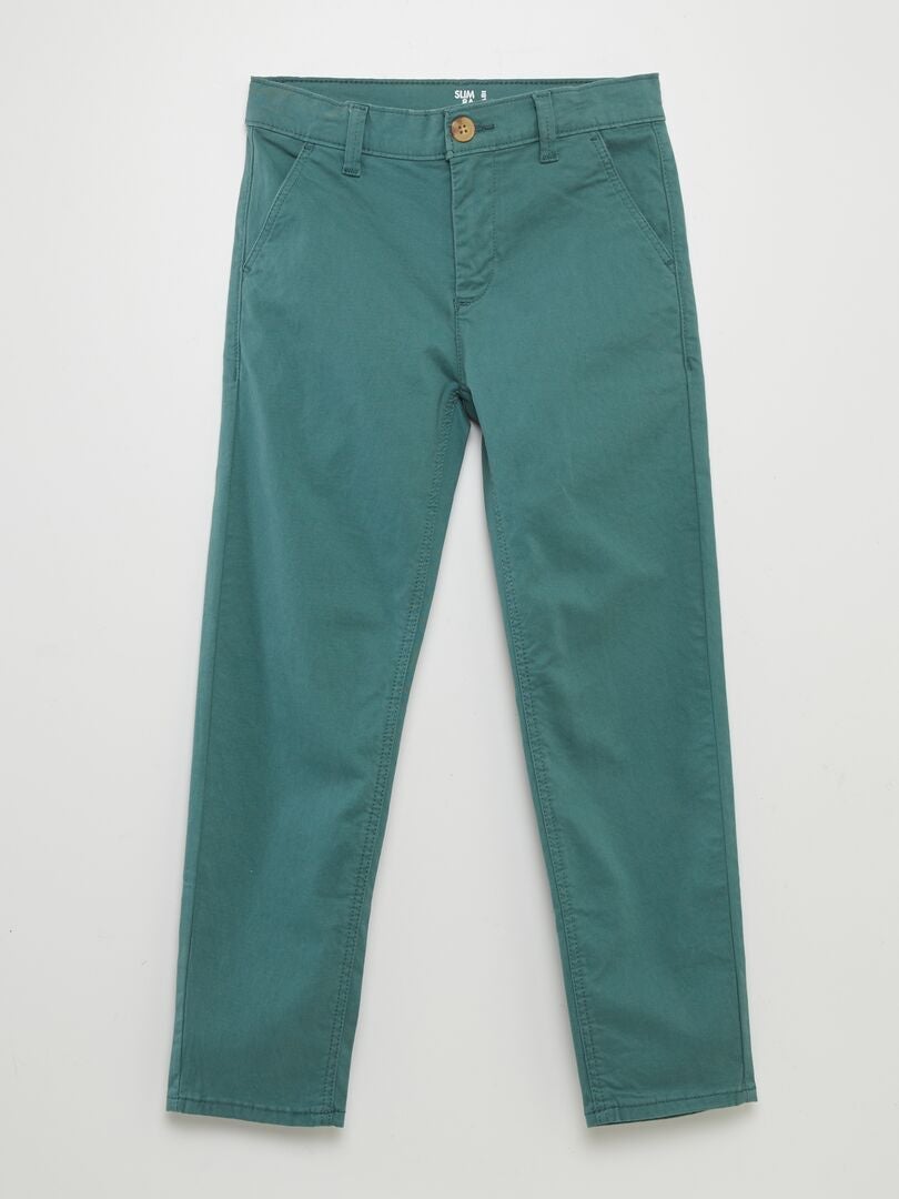 Pantalon chino slim Vert - Kiabi