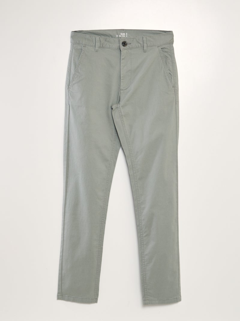 Pantalon chino slim Vert clair - Kiabi