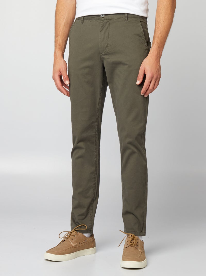 Pantalon chino slim vert foncé - Kiabi