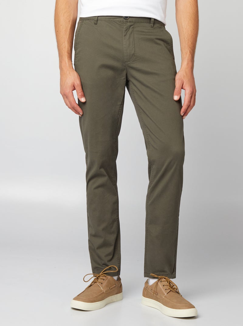 Pantalon chino slim vert foncé - Kiabi