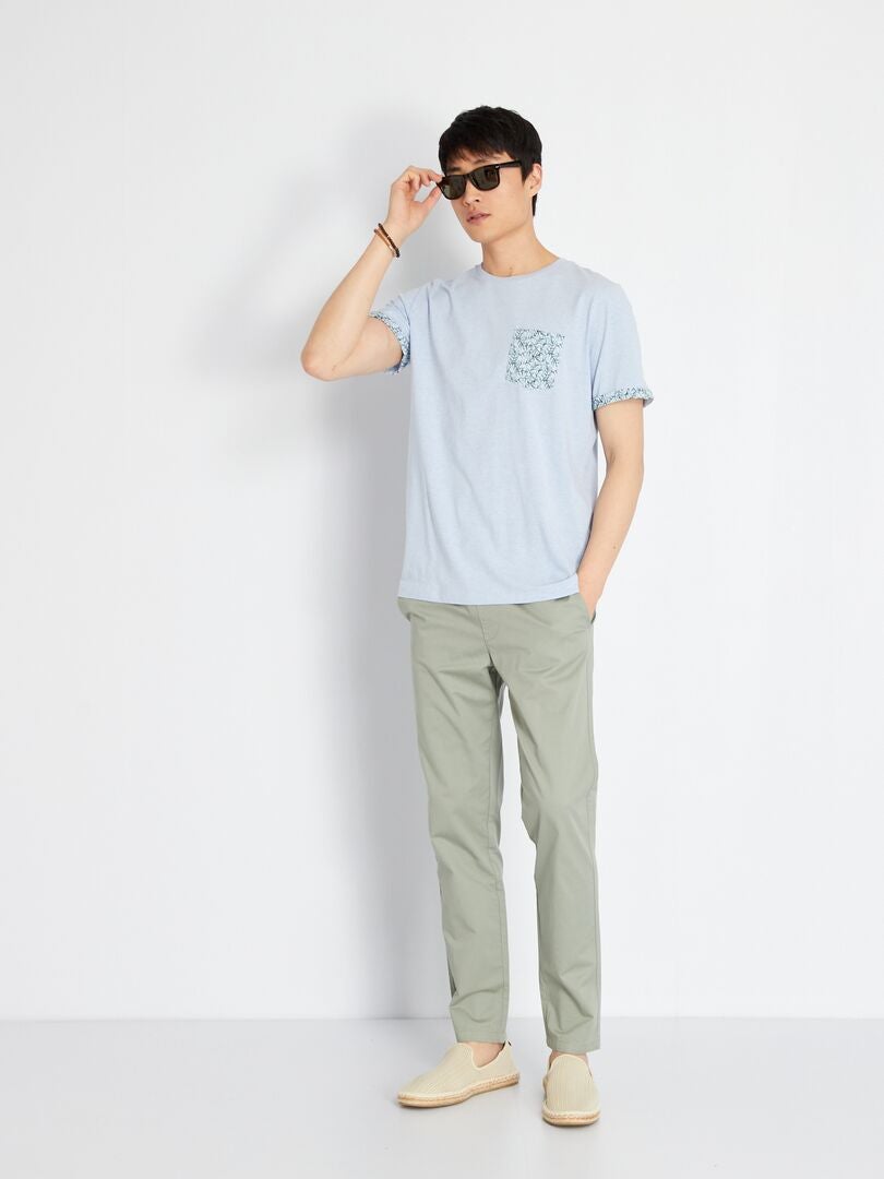Pantalon chino slim Vert gris - Kiabi