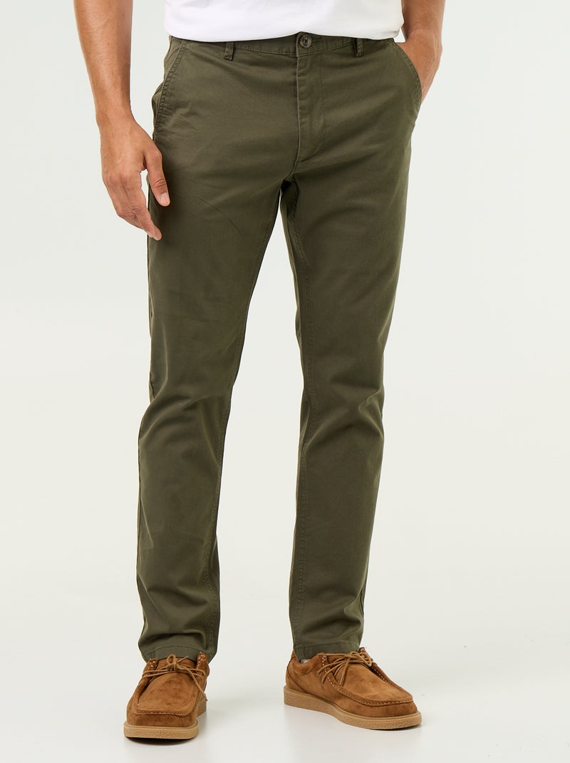 Pantalon chino slim Vert - Kiabi