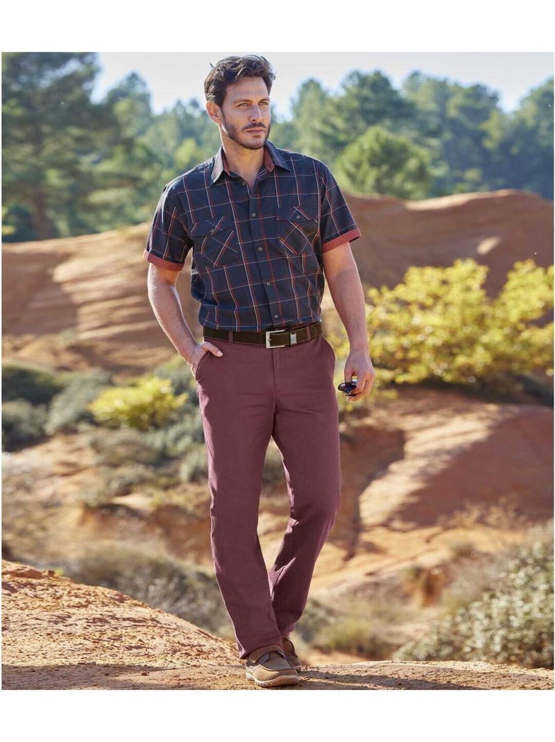 Pantalon Chino Stretch - ATLAS FOR MEN Bordeaux - Kiabi