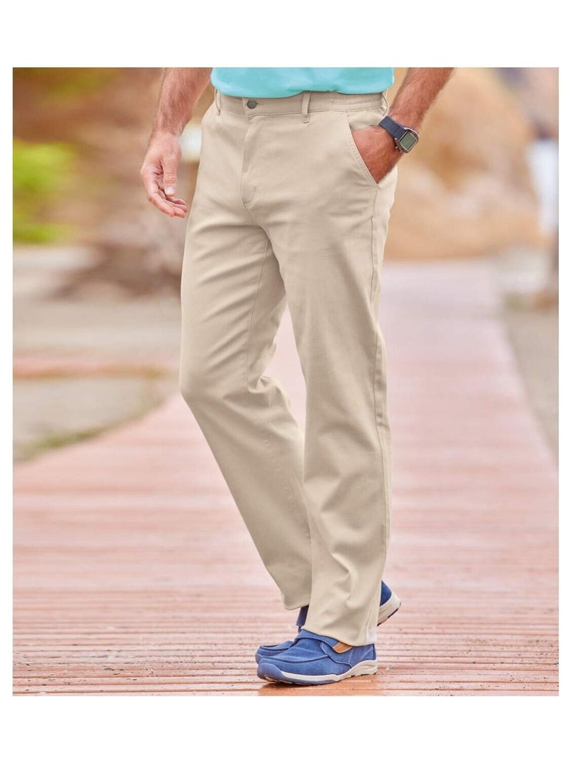 Pantalon Chino Stretch Casual   - ATLAS FOR MEN Beige - Kiabi