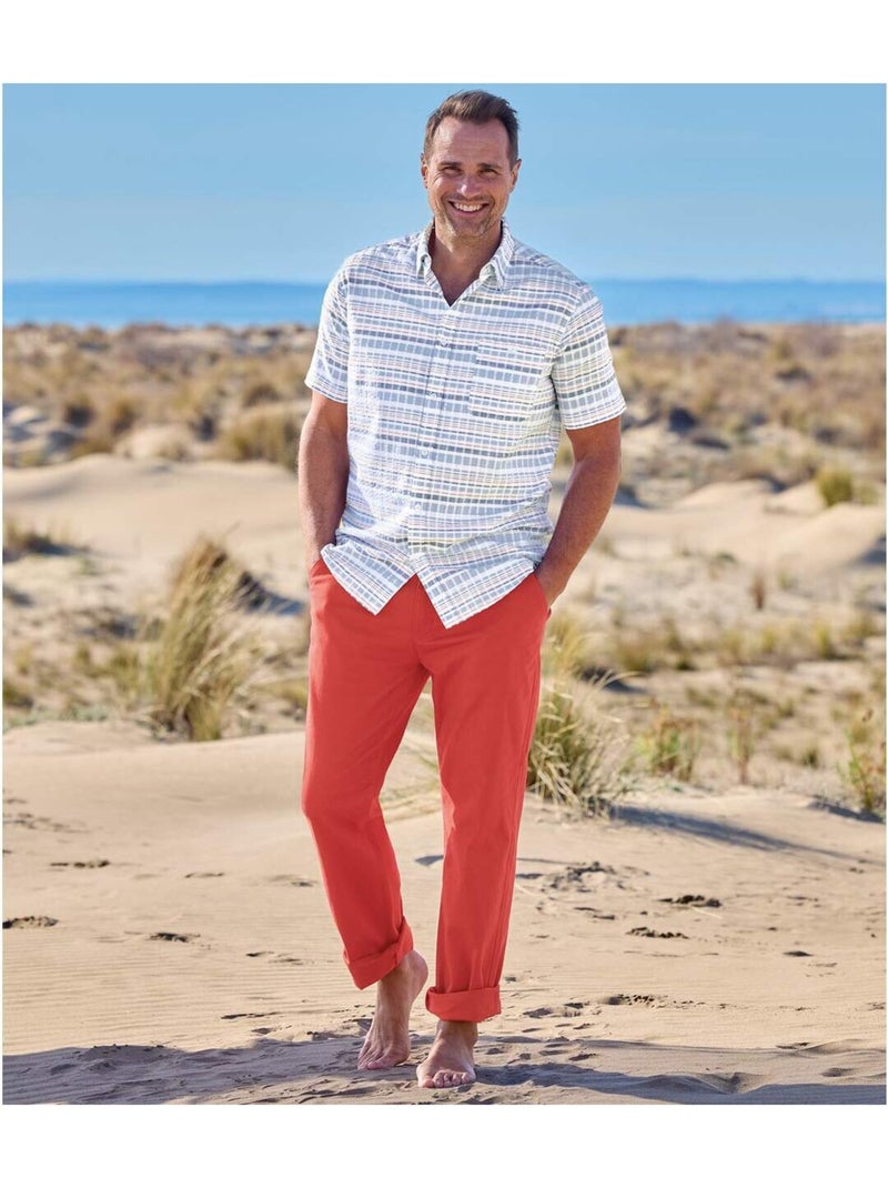 Pantalon chino stretch casual   - atlas for men Rouge brique - Kiabi