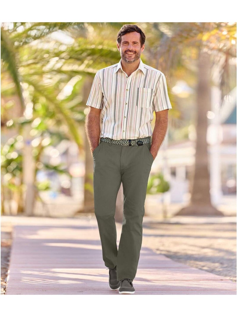 Pantalon Chino Stretch Confort   - ATLAS FOR MEN Kaki - Kiabi