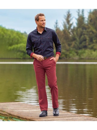 Pantalon Chino Stretch Rouge Brique - Atlas For Men