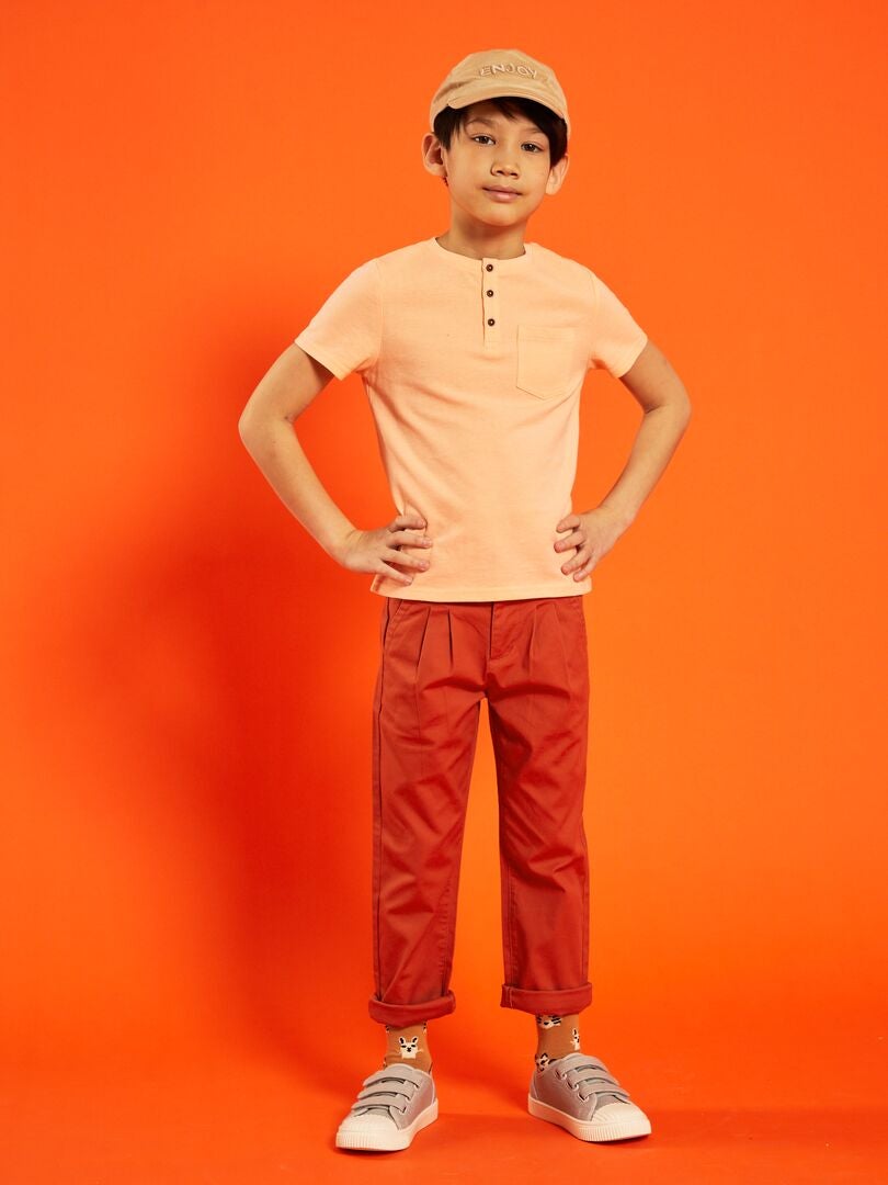 Pantalon chino tapered Orange - Kiabi