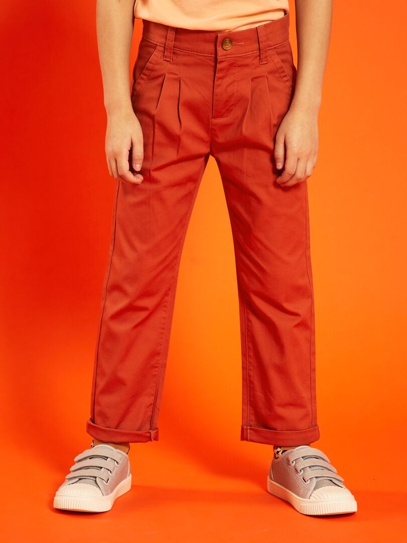 Pantalon chino tapered Orange - Kiabi