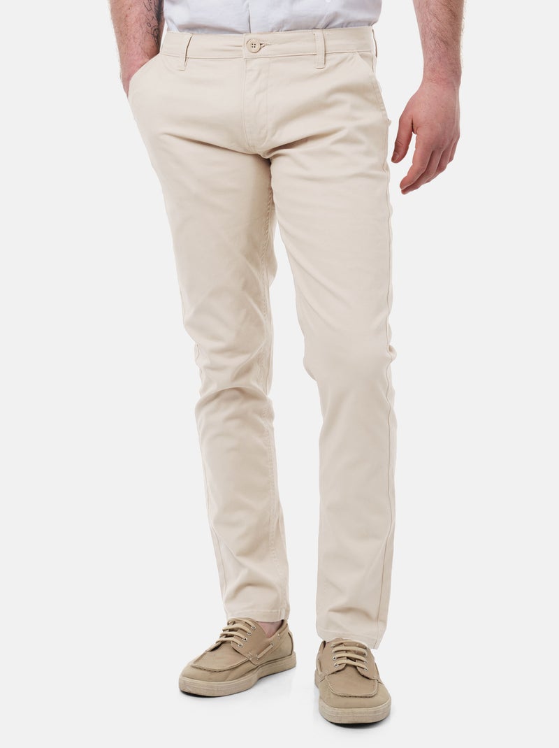 Pantalon chino uni Beige - Kiabi