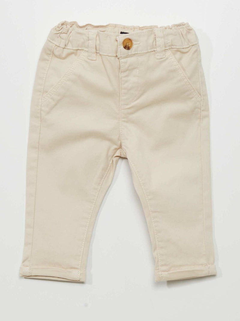 Pantalon chino uni beige - Kiabi