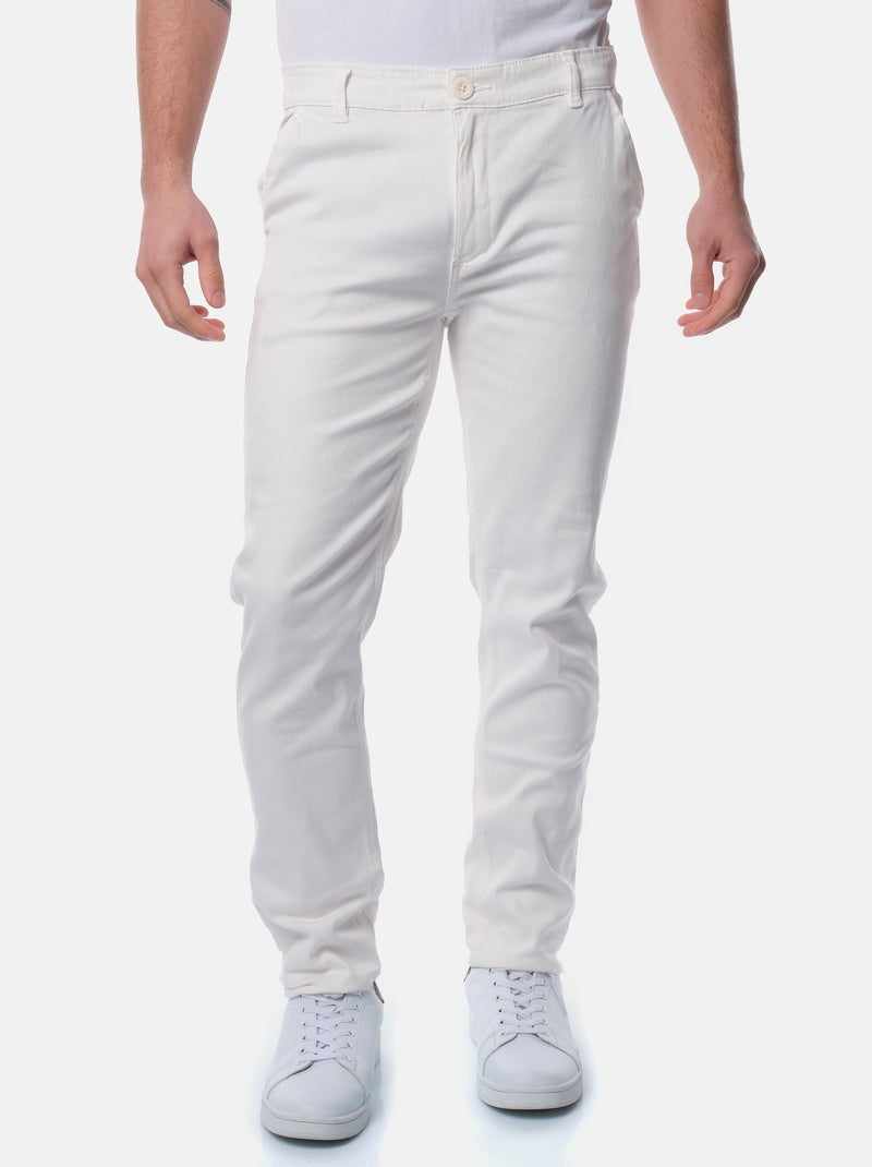 Pantalon chino uni Blanc cassé - Kiabi