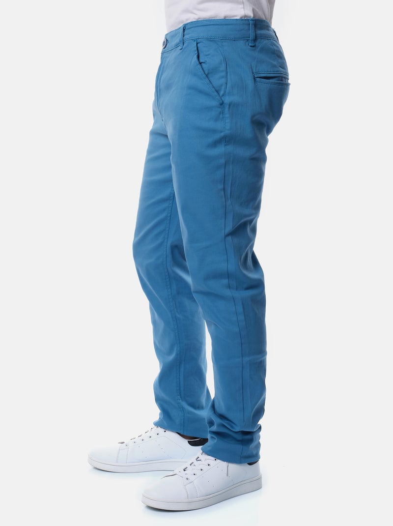 Pantalon chino uni Bleu - Kiabi