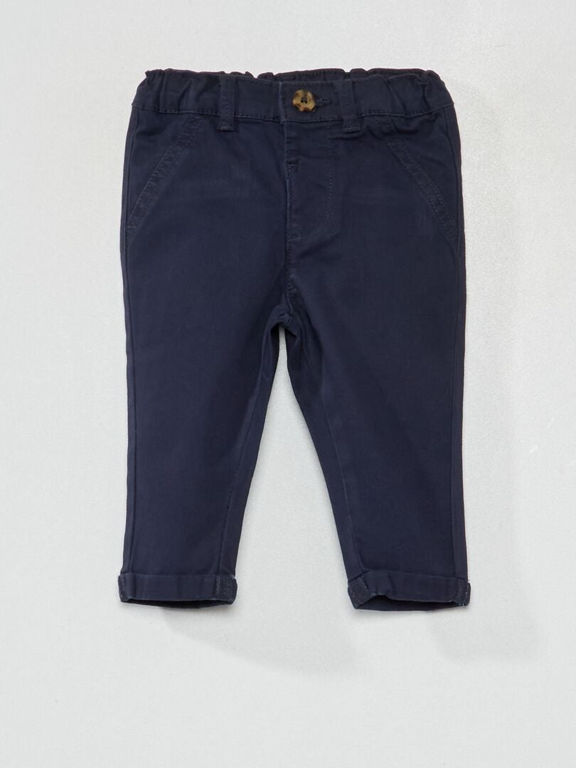 Pantalon chino uni bleu marine - Kiabi