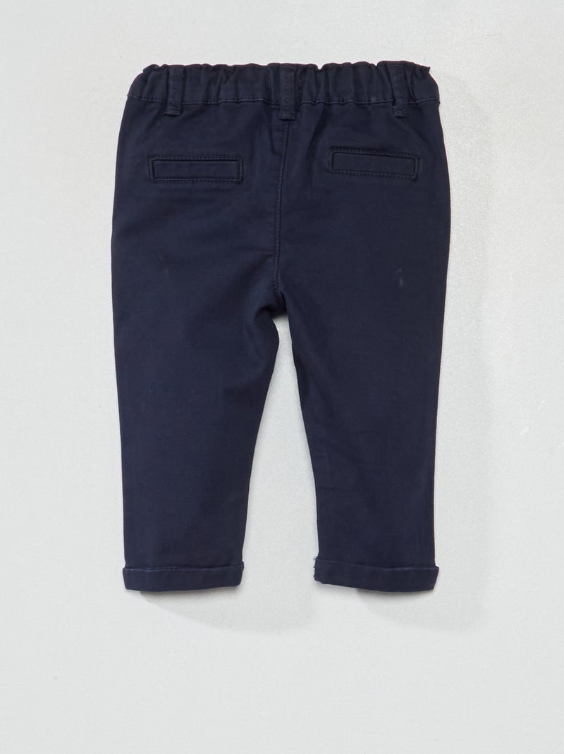 Pantalon chino uni bleu marine - Kiabi