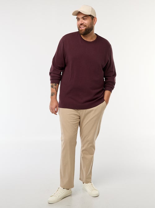Pantalon chino uni en coton stretch - Kiabi