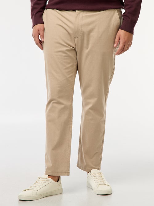 Pantalon chino uni en coton stretch - Kiabi