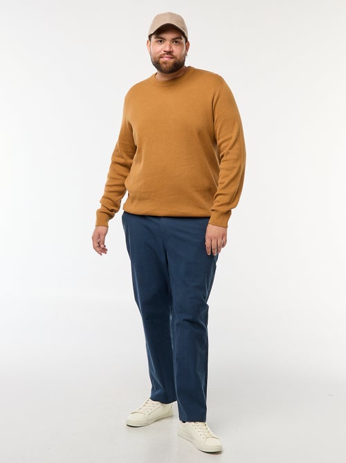 Pantalon chino uni en coton stretch - Kiabi