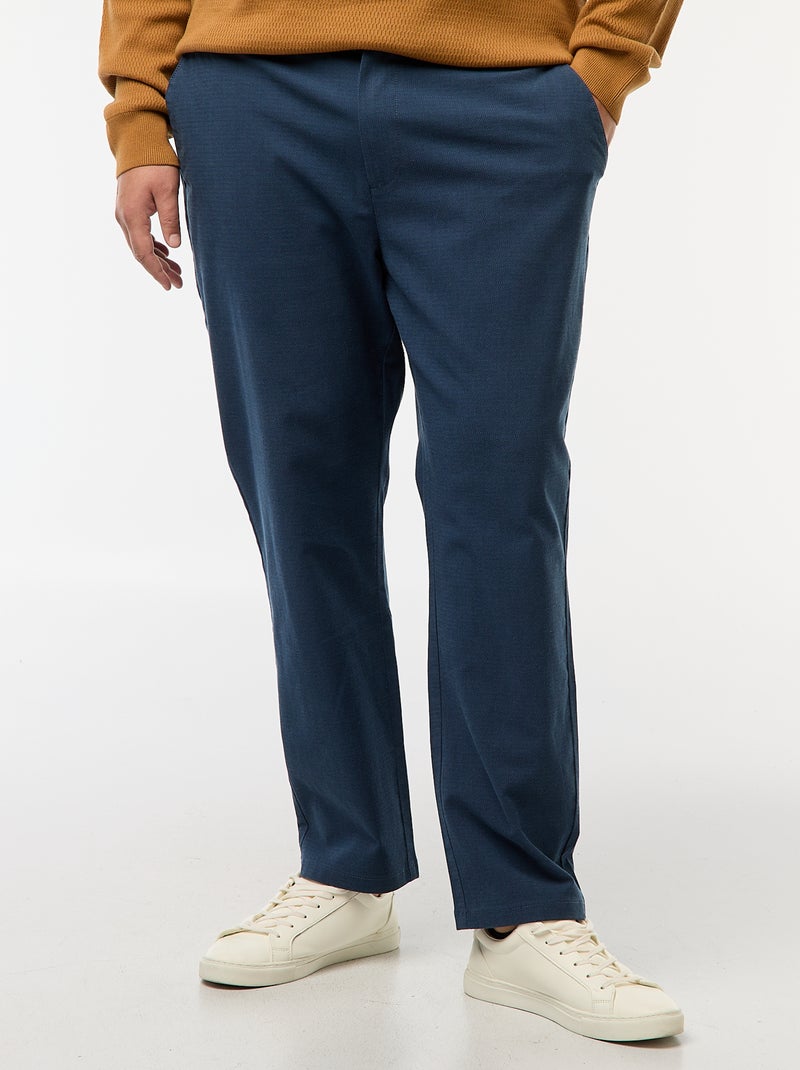 Pantalon chino uni en coton stretch Bleu - Kiabi
