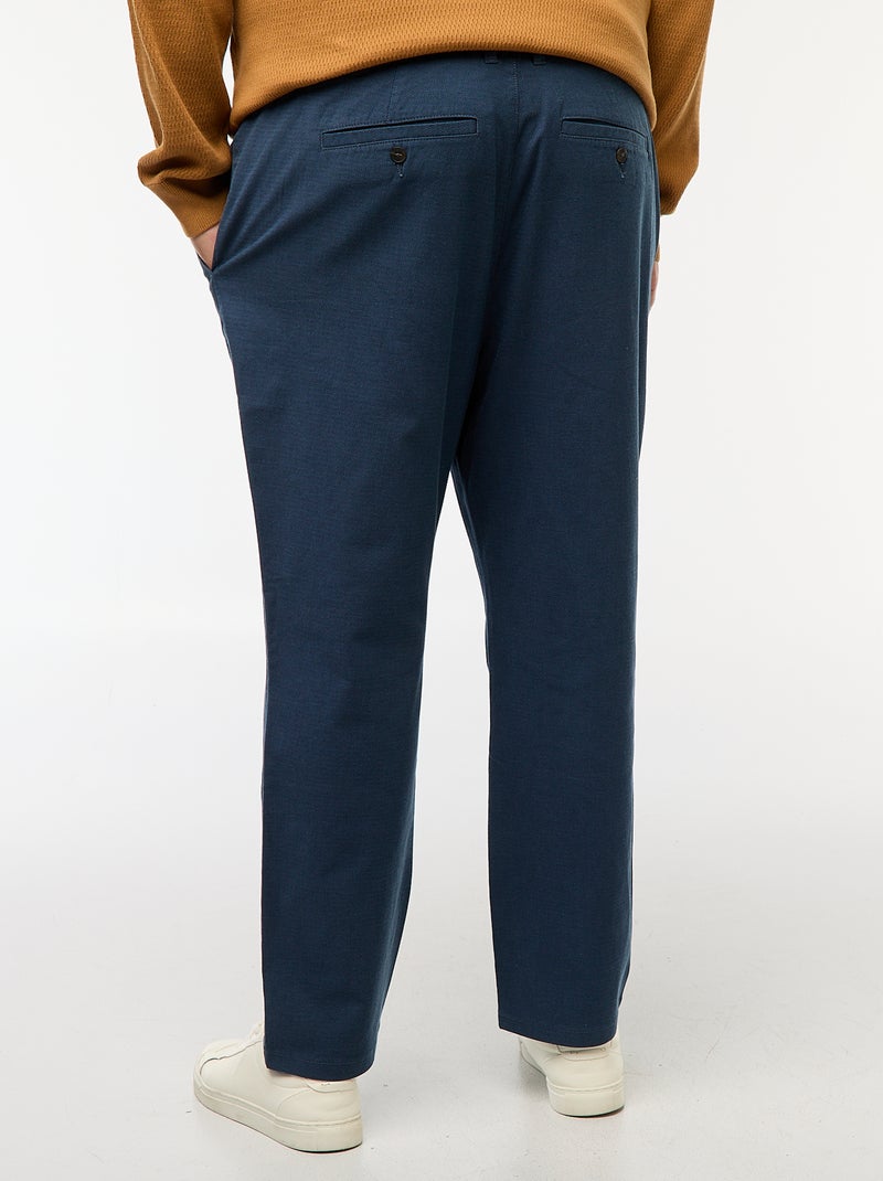 Pantalon chino uni en coton stretch Bleu - Kiabi