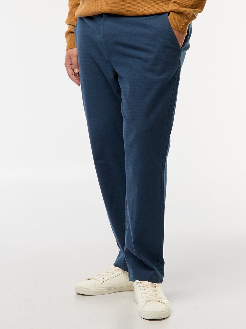 Pantalon chino uni en coton stretch Bleu - Kiabi