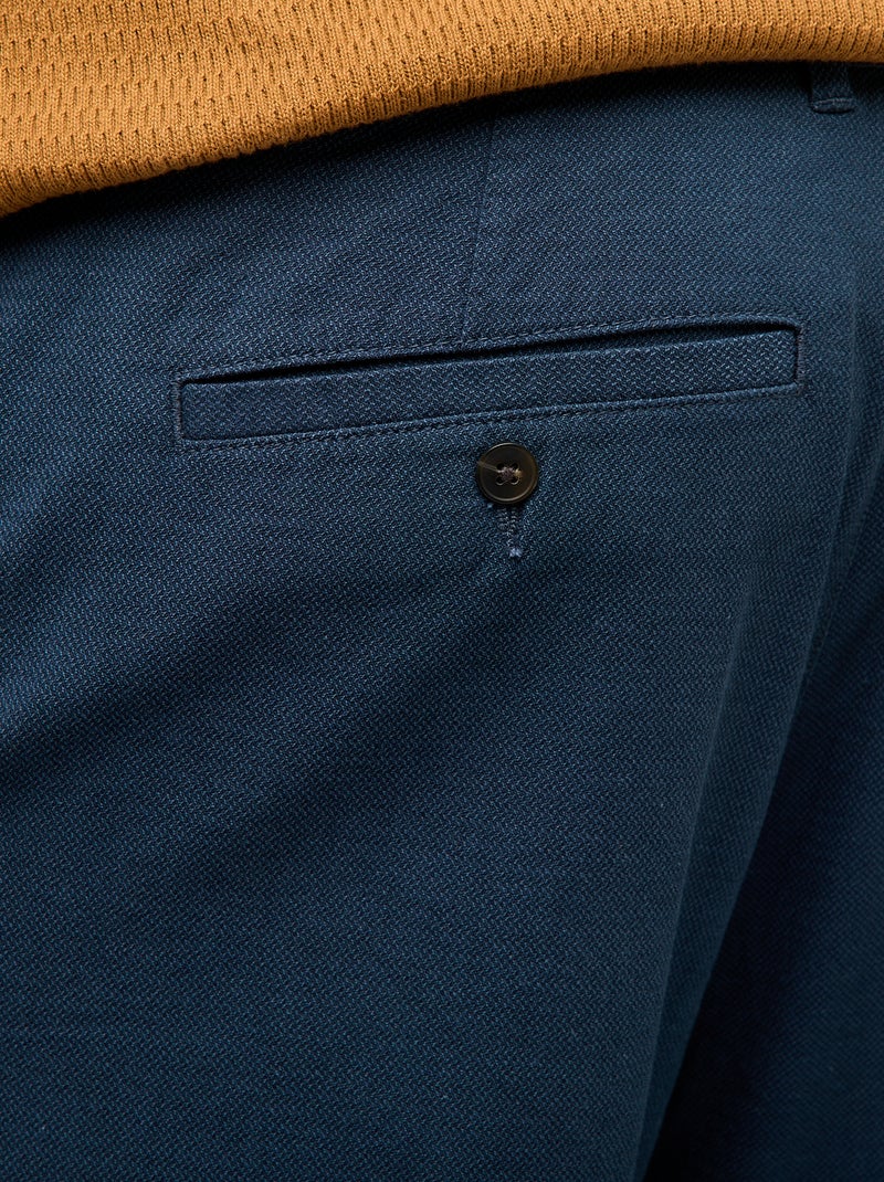 Pantalon chino uni en coton stretch Bleu - Kiabi